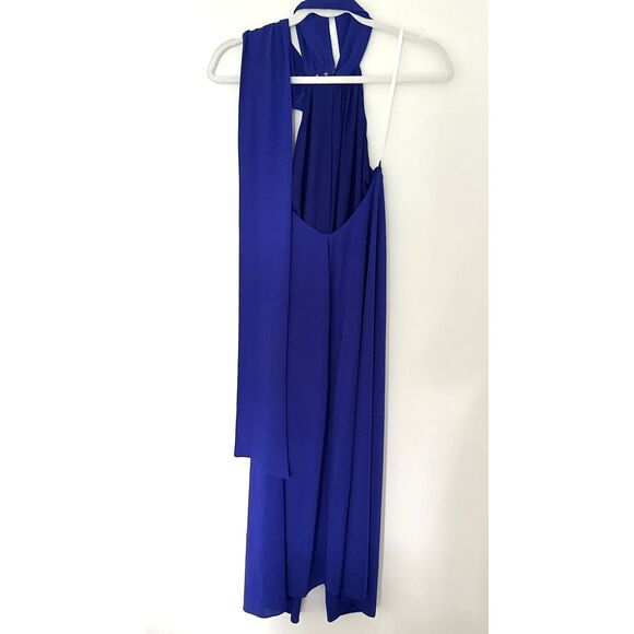 NWT Halston Kali Iris Blue Draped Asymmetric Cocktail Dress Sleeveless Chic 4 - Picture 3 of 7